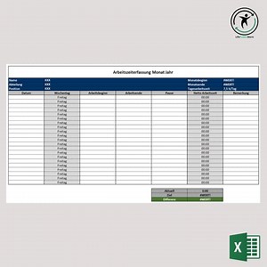 Time Recording/time Sheet/time Recording Overview/timesheet Template as an Editable Microsoft Excel File - Etsy