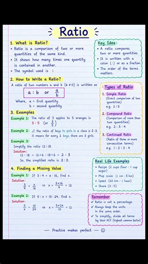 Ratio in Maths Explained Simply 📚 | Ratio Tricks, Examples & Short Notes #shorts