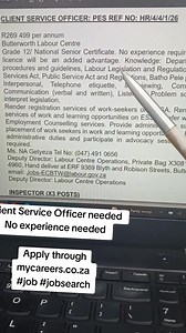 Client Service Officer needed No experience needed Apply through mycareers.co.za #job #JobSearch | Job sharing database