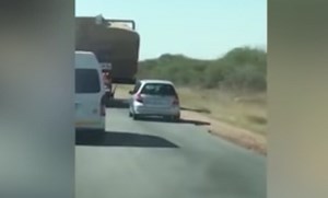 Watch: The moment when overtaking a truck went horribly wrong
