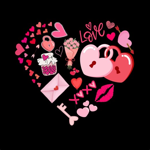 Love-themed Elements in Heart Clipart Locks & Keys, Roses, Envelope PNG SVG Bundle - Etsy