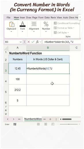 Convert Number in Words in Excel (Currency Format)