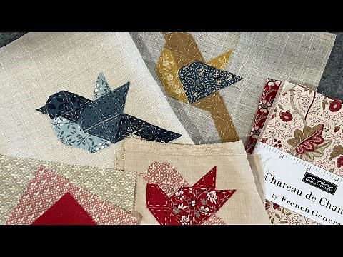 Little slow stitch bird using a quilt block pattern #slowstitch #quiltbirdblock