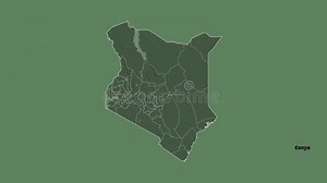 Nyeri-Standort. Kenya. Verwaltungskarte Stock Video - Video von informativ, land: 248840797