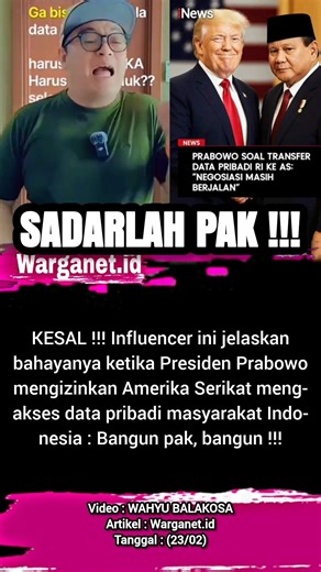 Netizens respond to the transfer of Indonesian citizens' personal data to the US. 24/02 #america ...