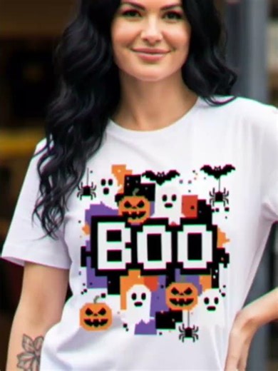 👻 Are you ready for the spooky season? Fun Halloween “BOO” Pixel Art T Shirt 🎃🕸️