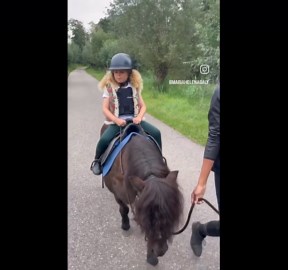 Adorable Girl's First Pony Ride