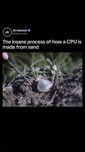 AI | Technology on Instagram: "How did anyone even think of this 🤯 This clip breaks down how a CPU is made starting from plain sand, showing how raw silicon becomes a wafer and then the chips that power nearly every device we use. It gives a simple look at a process normally hidden inside advanced cleanrooms and makes the scale of modern chipmaking much easier to understand. 🎥: RobertElderSoftware on YouTube"