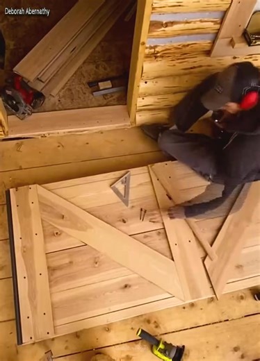 96K views · 1.6K reactions | Log cabin build hardwood flooring install.#diy #bushcraft #shelter | Deborah Abernathy | Facebook