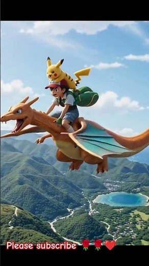 Ash & Pikachu Fly on Charizard 🐉⚡ | Epic Pokémon Flying Animation | 4K AI
