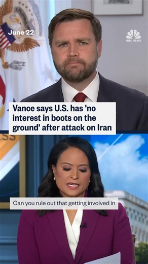 Vice President JD Vance says on Meet the Press that the Trump administration has “no interest” in putting U.S. boots on the ground after dropping bombs on three Iranian nuclear facilities. | NBC News