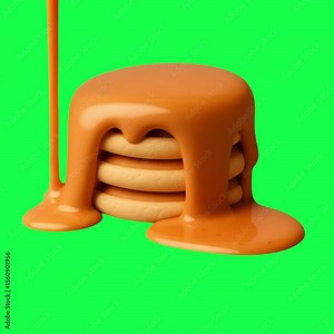 Pancakes with syrup stack animation, transparent 4K video, green screen