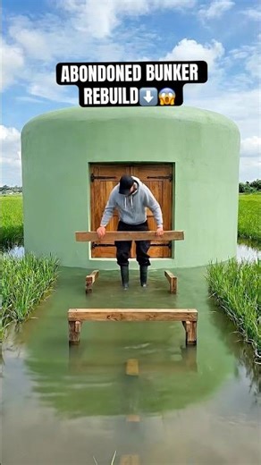 I Rebuild Abondoned Bunker in Rice Fields😱🌿