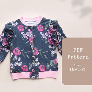 Girls Bomber Jacket PDF Sewing Pattern – Frill Sleeves Babies and Kids Beginner Printable Project - Etsy
