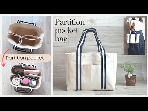 [Can be organized] Plenty of gusset! How to make a partition pocket bag / with lining [DIY]