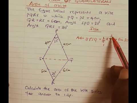 Area of Quadrilaterals.(Area of a kite). Form 2 Maths.