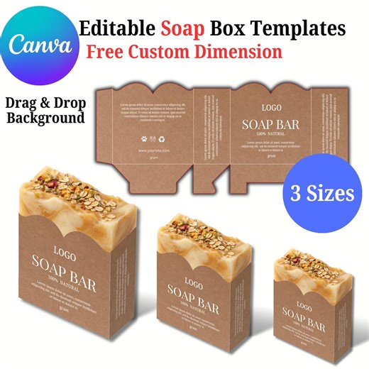 Soap Packaging Box, Editable Soap Box Template for Canva, DIY Soap Open Box Template, Soap Brand Label, Handmade Soap Packaging, Kraft Boxes - Etsy