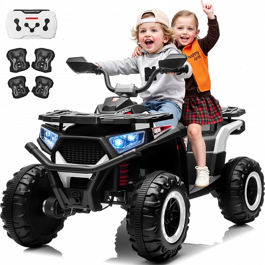 Joyracer 4WD 24V 2 Seaters Kids Ride on Toy, 4×200W Motors, 7AH Battery Powered Electric 4-Wheeler ATV w/ Kneepads, Music, Black - Walmart.com