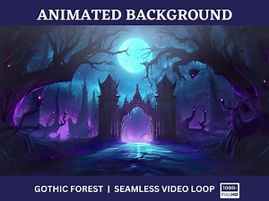 Gothic Magical Forest Animated Background Loop Video | Fantasy Vtuber Twitch Stream Overlay - Twitch Stream Vtuber Backdrop Moving Wallpaper - Etsy