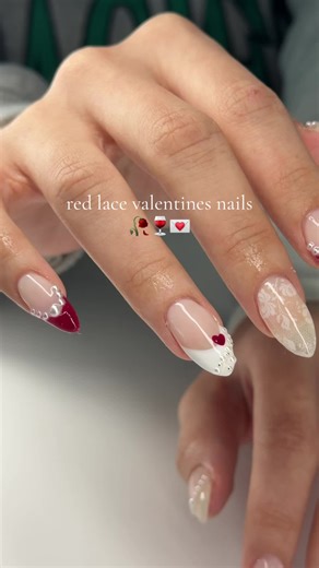 Red Lace Valentine's Nails: Elegant V-Day Inspiration