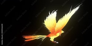Animation, 360 turn phoenix bird, cyclically, transparent background Stock Video