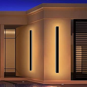 Outdoor Wall Lights, Black LED Exterior Light Fixtures Wall Mount, Modern Porch Lights Wall Sconce, Long LED Linear Wall Lamp Outside Lighting for Garage, Front Door 3000K(39inch)