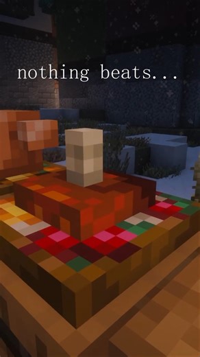 a snowy Minecraft feast on a cold winter night #minecraft #cozynights #snowfall