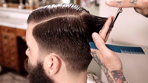 The full "How to cut The Executive Contour' as featured on the Schorem DVD... This haircut, together with the Pompadour are the absolute fundamentals of Schorem Haarsnijder En Barbier... Probably the most classic of them all. We used our Reuzel Pomade for the grooming. We are VERY happy to say we've got two new products out in the next two weeks that we are really, really happy with, A grooming tonic and a classic hair tonic that we think are two essentials in every barbershop. You can order all