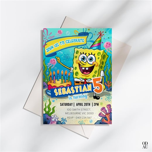 Spongebob Invitation Editable Spongebob Invite Canva Template Birthday Party Invitation Kids Printable Spongebob Instant Download Decoration - Etsy Canada