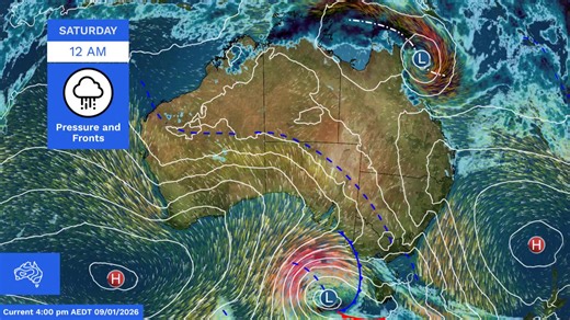 National Weather Forecast: Saturday 10 January 2026. Rain in Queensland, hot in New South Wales, cooler in Victoria and South Australia. Video current: 4:00pm AEDT Friday 9 January 2026. Stay up to date with the latest forecasts and warnings via www.bom.gov.au or the BOM Weather app. | Bureau of Meteorology