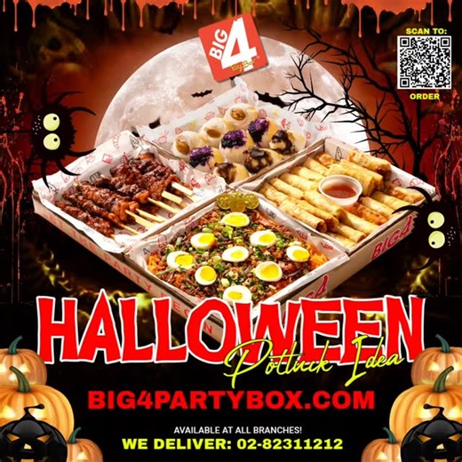 🎃 Spooktacular Deal Alert! 👻 Order in advance from Big4 Party Box this Halloween and get your party feast for only ₱1,379! Pre-order now at big4partybox.com Perfect for your fright night gatherings — hassle-free, delicious, and wickedly good! 🎉 Limited-time offer. | BIG4 Party Box