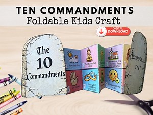 Ten Commandments Foldable Craft | Printable Bible Activity |exodus Lesson | Christian Sunday School Coloring - Etsy