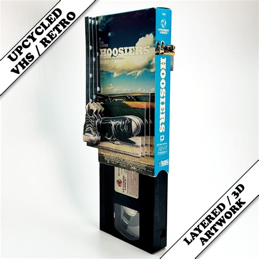 Hoosiers VHS Art - Upcycled Handmade 3D Layered Gene Hackman VHS Artwork - Repurposed Videotape - Etsy