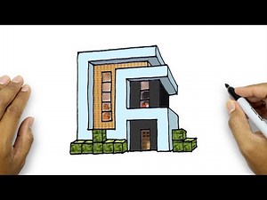 How To Draw A Minecraft House On Paper | Minecraft Drawing