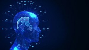 Human brain idea innovation artificial intelligence AI virtual technology brain storming business success. tech circuit board binary data flow big data, innovation technology, machine deep learning