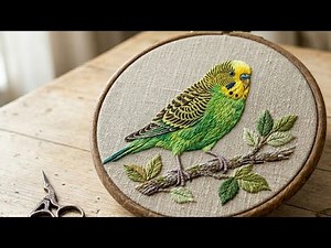 How to embroider a parrot, how to embroider birds, easy embroidery