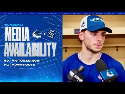 Victor Mancini & Head Coach Adam Foote Post-Game Media | Canucks at Kraken (Sep 21, 2025)
