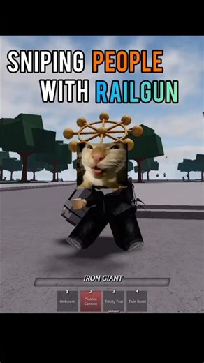 sniping people with railgun #roblox #thestrongestbattlegrounds