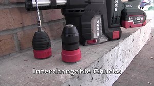 This 18v tool comes with integrated dustcollectiona dn 2 interchangable chucks [SDS-Plus and keyless chuck] Drill faster through wood and then into concrete ALL with the same drill. Metabo | Tool Box Buzz