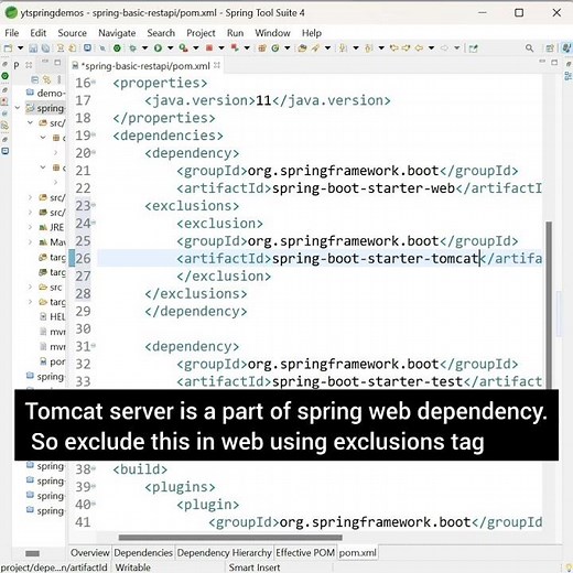 Spring Boot - How to remove embedded Tomcat Server and add Jetty Server #shristitechacademy