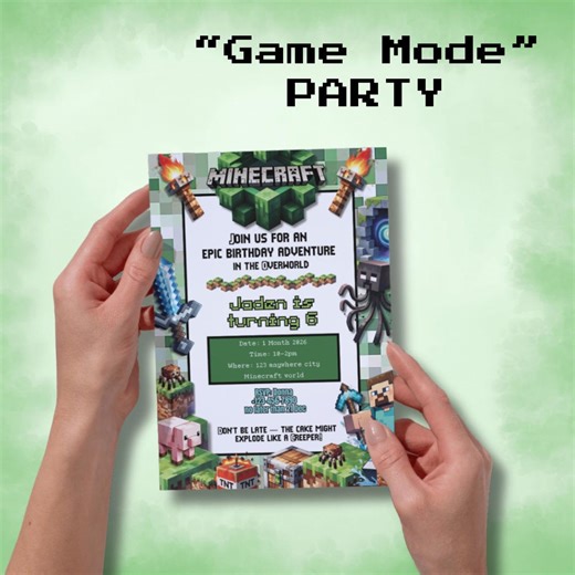 Minecraft Birthday Invitation Editable Template | Printable Gaming Party Invite | Digital Download - Etsy