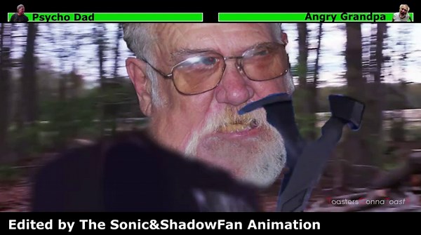 Psycho Dad VS. Angry Grandpa Battle Scene with healthbars 1/2