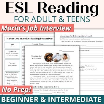 Beginner ESL Reading Comprehension Worksheets for Adults Maria's Job Interview