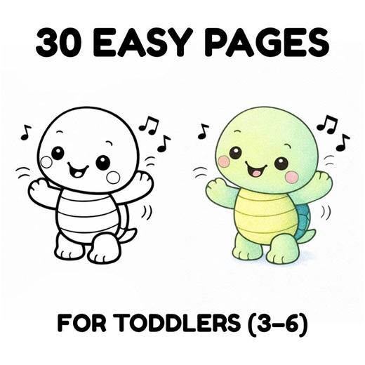 Turtle Coloring Pages for Kids 3-6, Easy Animal Coloring Book, Bold Lines, Preschool Activity Printable PDF - Etsy