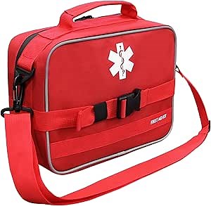 Red First Aid Bag Empty, Survival First Aid Kit, Large Molle Medical Emergency Kit for Travel Camping Home Outdoor Emergencies (Bag Only)