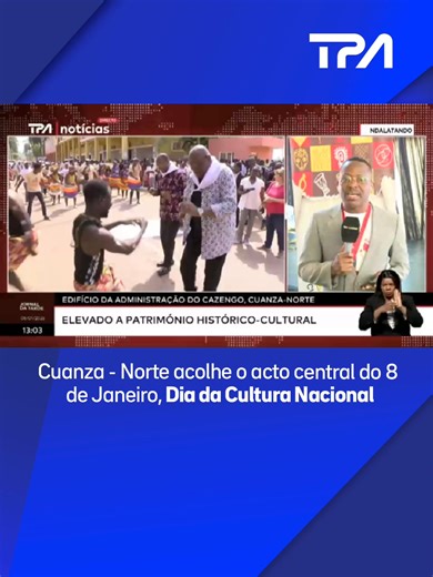 Cuanza - Norte acolhe o acto central do 8 de Janeiro, Dia da Cultura Nacional Hoje é dia da cultura nacional… a data estabelecida em novembro de 1986 para homenagear o discurso sobre a cultura nacional proferido pelo primeiro presidente de Angola, António Agostinho Neto, sob o lema “cultura nacional identidade, união e crescimento sustentável”. O acto central do dia da Cultura Nacional decorreu na cidade de N’dalatando, província do Cuanza-Norte. As celebrações reforçam a identidade cultural, os