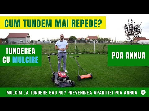 Tunderea cu mulcire a gazonului (inclusiv tunderea cu roboți de tuns). Poa annua & erbicid.