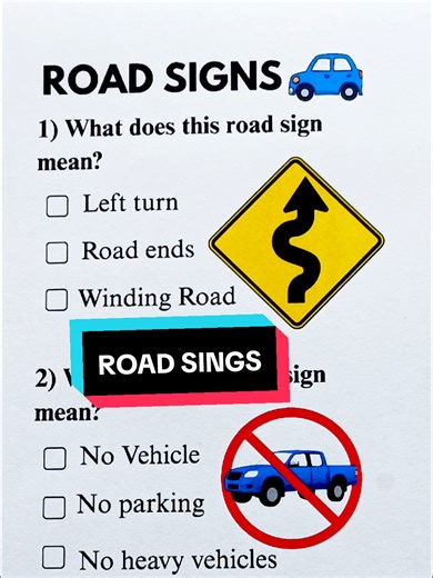 Fun Road Sign Quiz Challenge for Learning