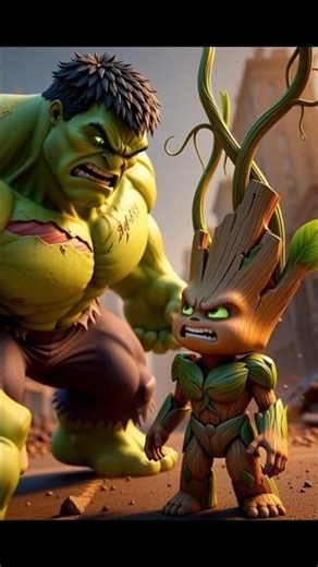 When Hulk Gets Angry vs Cute Groot (AI Video) #shorts #hulk #groot.