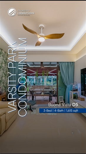 Varsity Park Condominium - 3-Bedroom with 1,615sqft in D5 Melvin Chan and Charline Wong from PropertyLimBrothers present this impressive ground-floor residence at Varsity Park Condominium, offering 1,615 sqft of thoughtfully designed living space. The slightly elevated position enhances privacy while maintaining seamless indoor–outdoor connection, supported by an efficient dumbbell layout with a wide, airy living and dining area flanked by bedrooms at both ends. Currently, a spacious 3-bedroom w